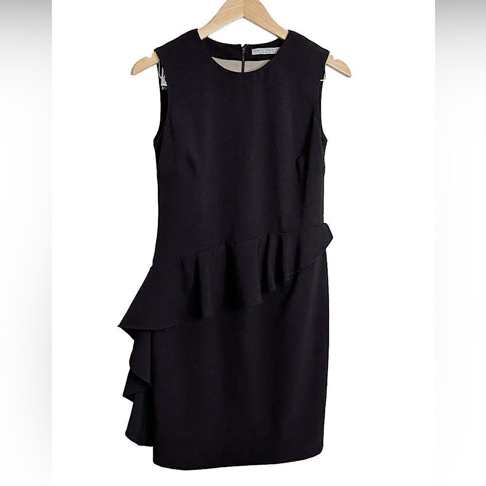 Marc New York Andrew Marc Ruffled Sleeveless Black Cocktail Dress Size 8‎